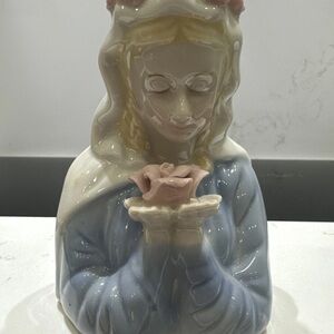 Vintage Ceramic Mother Mary Bust Figurine Religious
